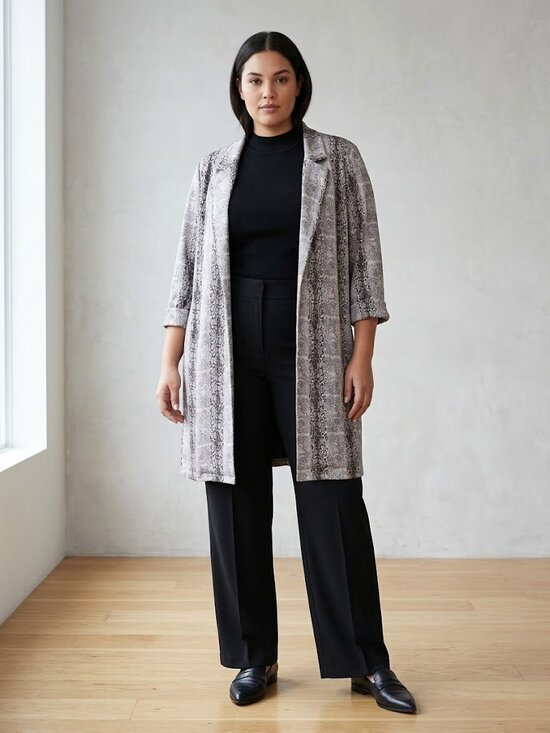 Joseph Ribkoff Jackets & Blazers - Joseph Ribkoff Snakeskin Print Open Front Long Duster Blazer Jacket Size 18